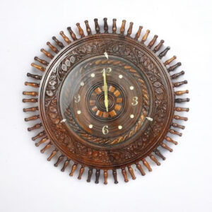 Beautiful Hand Carved Wooden Wall Clock Large