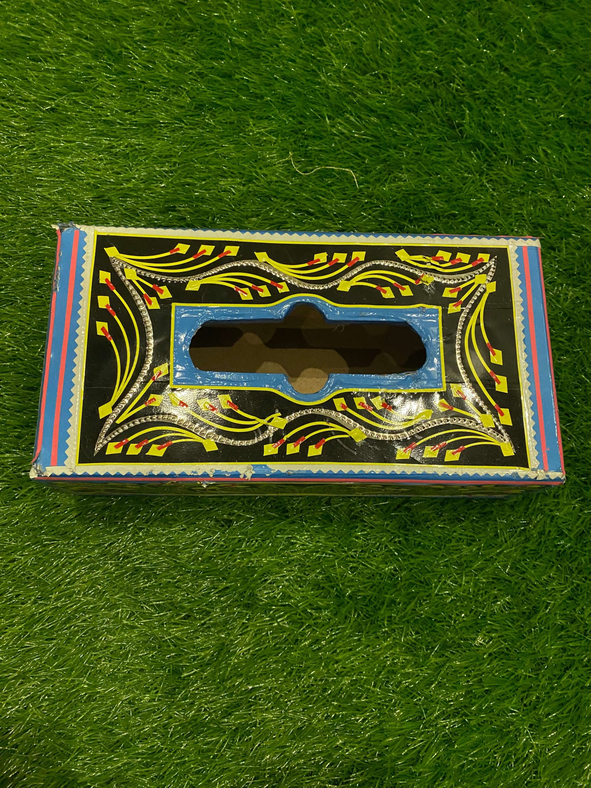 Chamakpatti Black Tissue Box - Traditional Pakistani Design-8