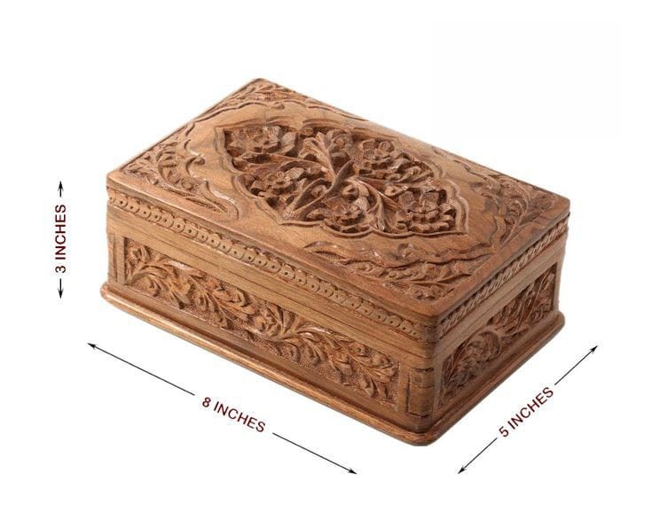 Artisan Hand Carved Wood jewellery Box-1