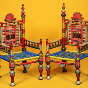 Punjabi wedding chairs cedar wood