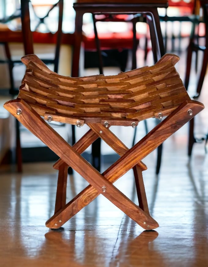 Elegant Foldable Wooden Stool-pakistanhandicraft Elegant Foldable Wooden Stool-pakistanhandicraft