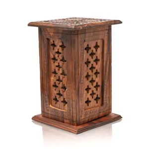 Handcrafted Carved Antique Wooden Lamp