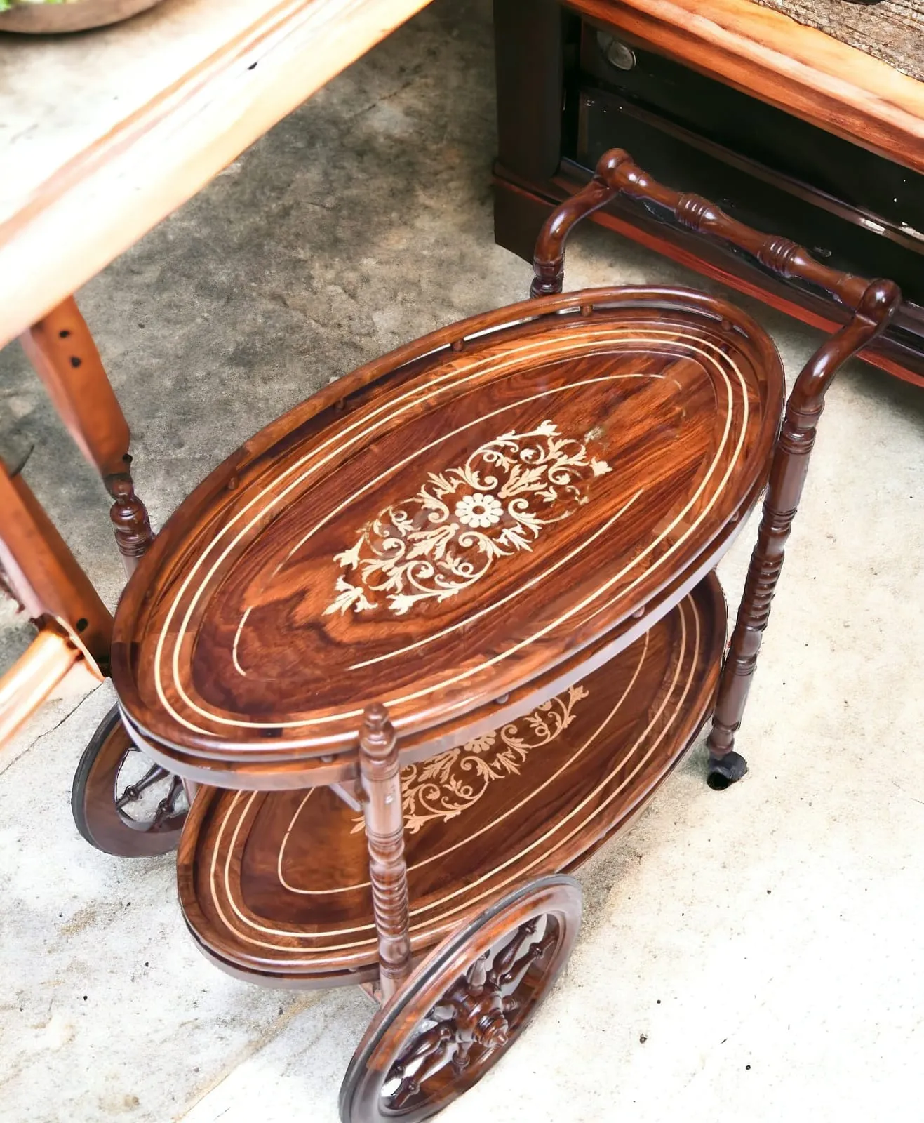 Solid Wood Tea Trolley-pakistanshandicraft