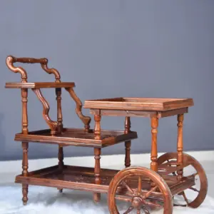 Solid wooden tea trolley