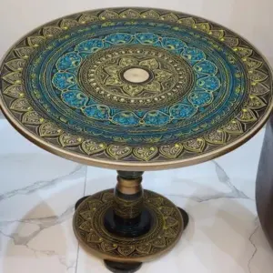 Discover the Artistic Table With Nakshi Art Top – Sky Multi Colour Masterpiece