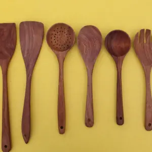 6 Pcs New Wooden Cooking Spoon Set