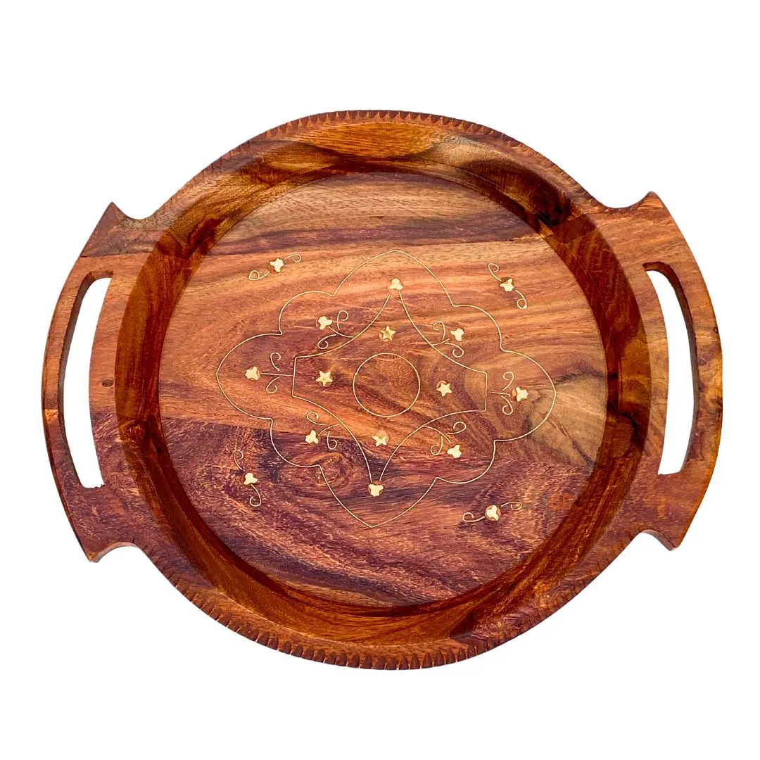 Brass Wooden Salad Trey Brass Wooden Salad Trey