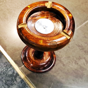 Handcrafted Wooden Ashtray with Brass